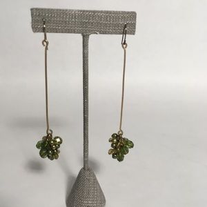 Green beaded brass earrings